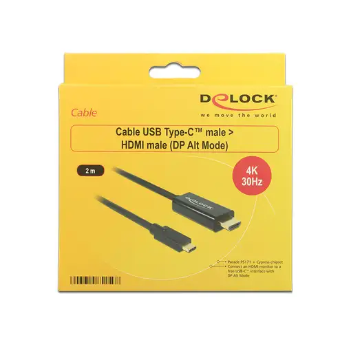 DeLOCK 85259 adaptador de cable de vídeo 2 m USB Tipo C HDMI Negro