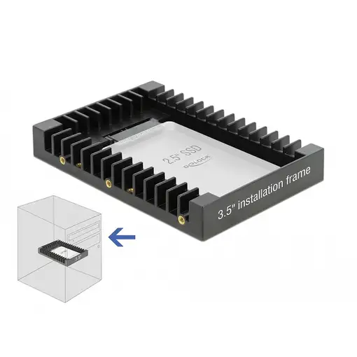 DeLOCK Bastidor para instalación de 3.5″ para unidad plana SATA de 2.5″ negro