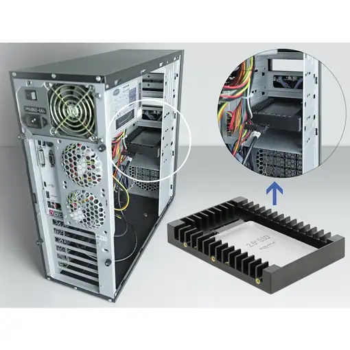 DeLOCK Bastidor para instalación de 3.5″ para unidad plana SATA de 2.5″ negro