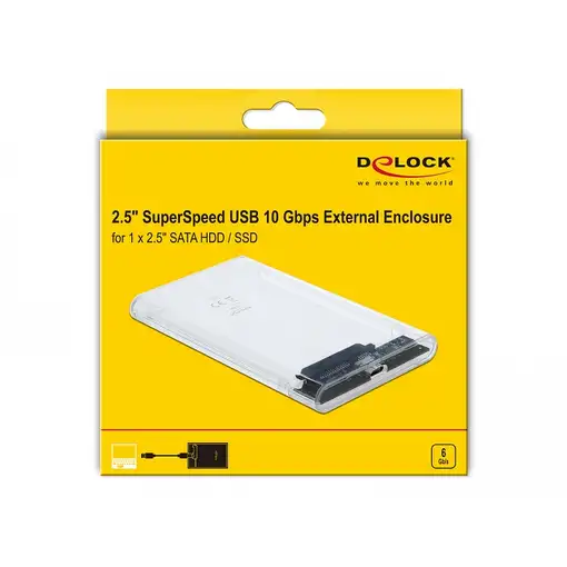 DeLOCK Carcasa externa para SATA HDD/SSD de 2.5″ con SuperSpeed USB 10 Gbps (USB 3