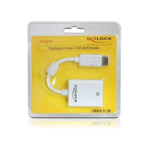 DeLOCK 61765 adaptador de cable de vídeo 0,125 m DisplayPort DVI-I Blanco