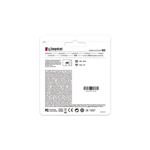 Kingston Technology Canvas Select Tarjeta micSDHC Plus 100R A1 C10 de 64 GB + ADP