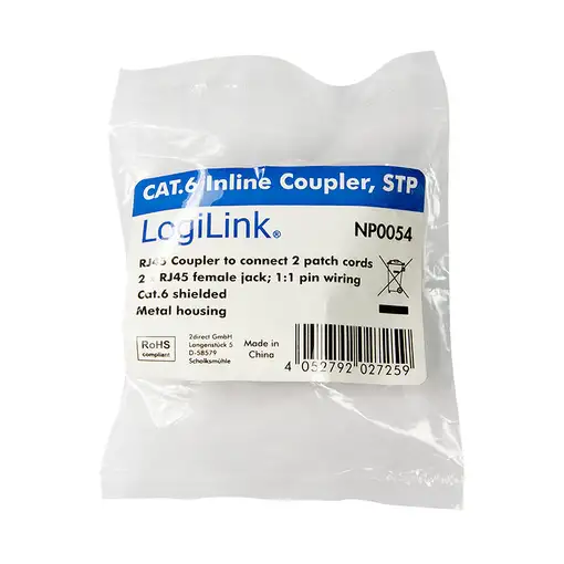 LogiLink NP0054 cambiador de género para cable RJ45 Gris