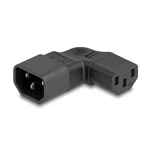 DeLOCK Adaptador de poder IEC 60320 - C14 a C13, macho/hembra, 10 A, 90° ángulo iz
