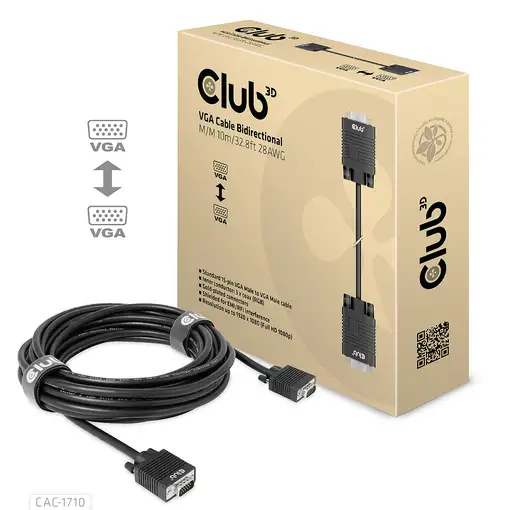 CLUB3D CAC-1710 cable VGA 10 m VGA (D-Sub) Negro