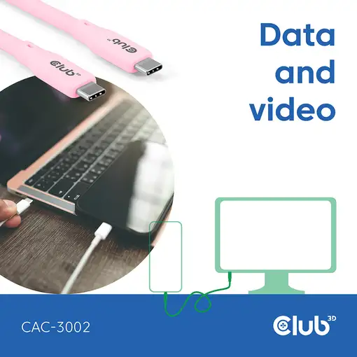 CLUB3D Cable USB C rosa