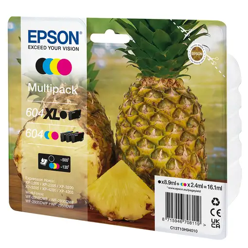 Epson 604XL cartucho de tinta 4 pieza(s) Original Alto rendimiento (XL) Negro, Cia