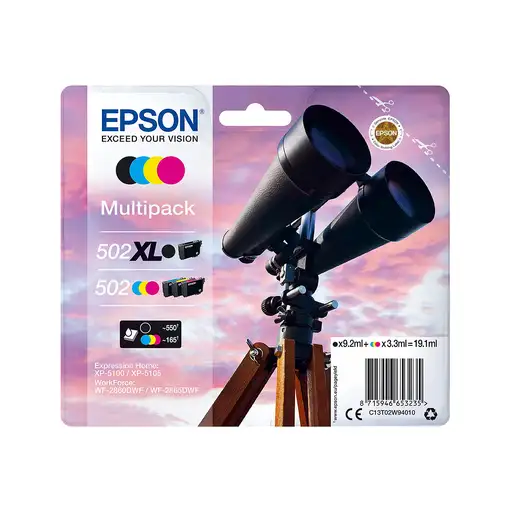 Epson 502 XL cartucho de tinta 4 pieza(s) Original Alto rendimiento (XL) Negro, Az