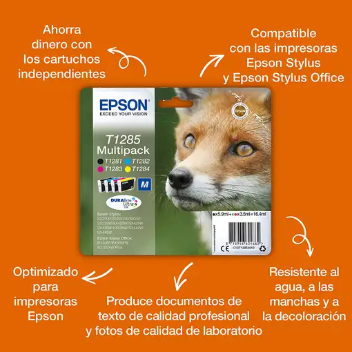 Epson Fox Tinta cian T1282 DURABrite Ultra Zorro