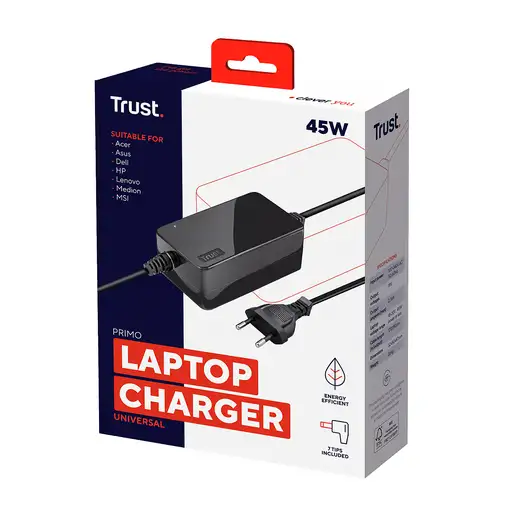 Trust Primo adaptador e inversor de corriente Interior 45 W Negro