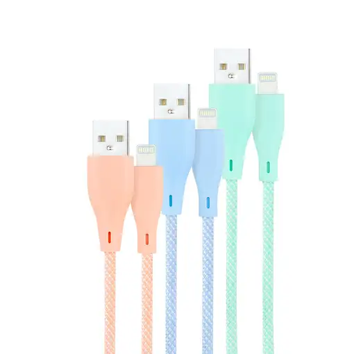 Nanocable 3 Cables Lightning a USB 2.0, Lightning/M-USB A/M, Mallados, Rosa, Azul