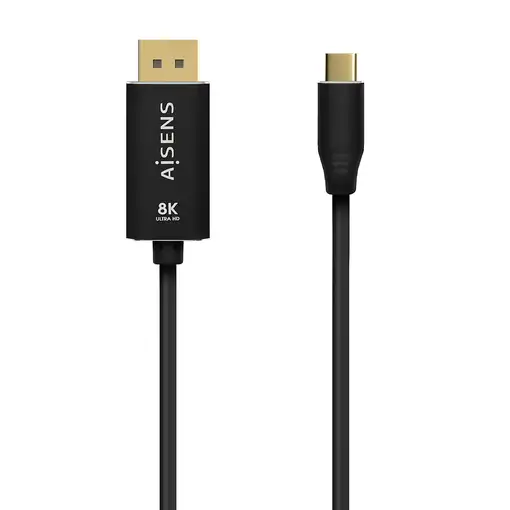 AISENS Cable Conversor Aluminio USB-C a Displayport 8K@60Hz, USB-C/M-DP/M, Negro,