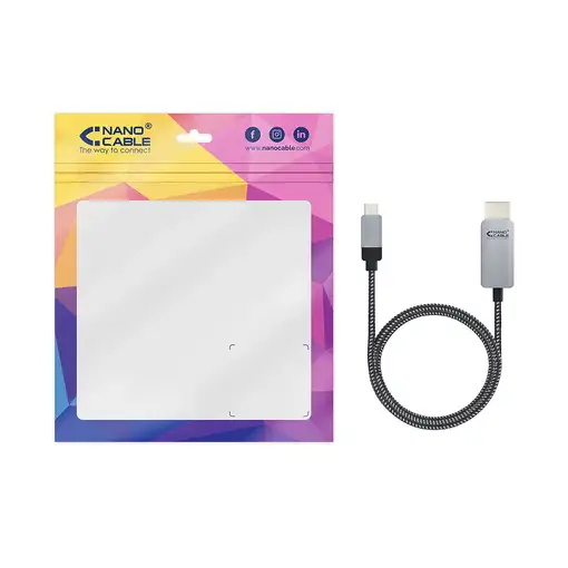 Nanocable 10.15.5102 adaptador de cable de vídeo 1,8 m USB Tipo C HDMI Aluminio, N