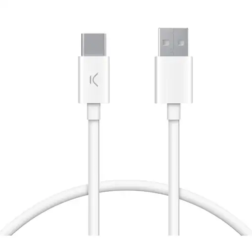 Ksix Cable de carga y datos USB-A a USB-C 12 W, 1 m, Blanco