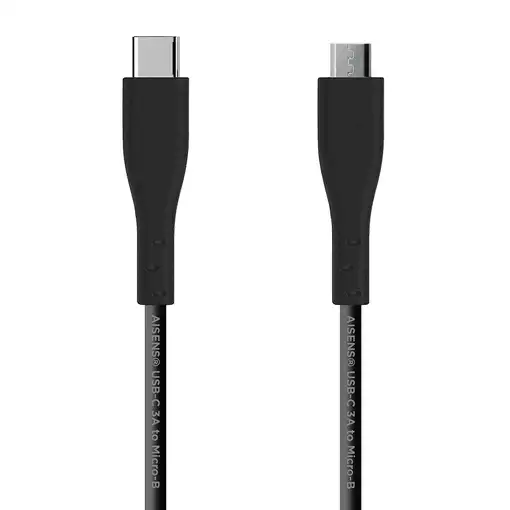 AISENS Cable USB 2.0 3A, tipo USB C/M - micro B/M, Negro, 1.0 m