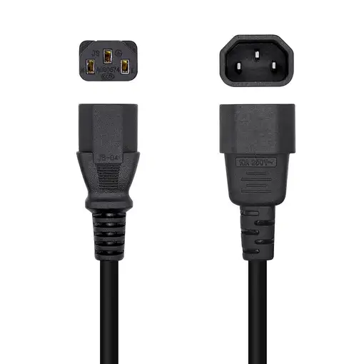 AISENS Cable Alimentación CPU, C13/H-C14/M, Negro, 3.0m