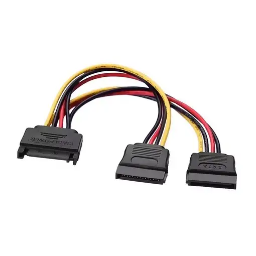AISENS A131-0353 cable de SATA 0,2 m SATA de 15 pines 2 x SATA de 15 pines Negro,