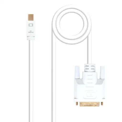 Nanocable Cable conversor Mini DP a DVI, Mini DP/M - DVI/M, Blanco, 5.0 M