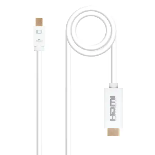 Nanocable Cable conversor Mini DP a HDMI, Mini DP/M - HDMI/M, Blanco, 5.0 M