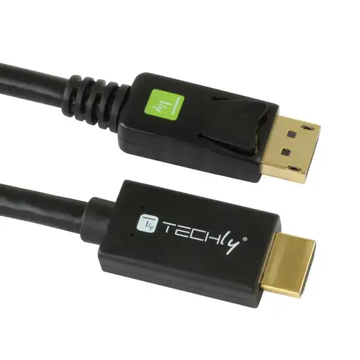 Techly ICOC DSP-H12-010 adaptador de cable de vídeo 1 m DisplayPort HDMI Negro
