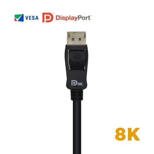 AISENS Cable Displayport Certificado V1.4 8k@60hz, DP/M-DP/M, Negro, 0.5m