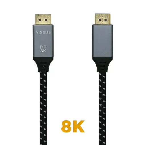AISENS Cable Displayport V1.4 8k@60hz, DP/M-DP/M, Gris/Negro, 2.0m