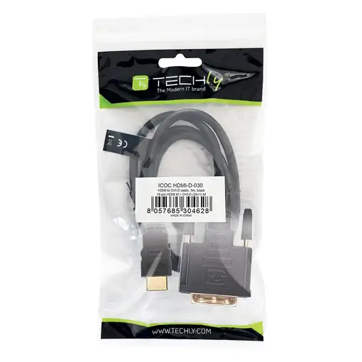 Techly 3.0m HDMI - DVI-D M/M 3 m Negro