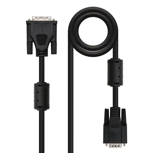 Nanocable DVI - VGA, 5m VGA (D-Sub) Negro
