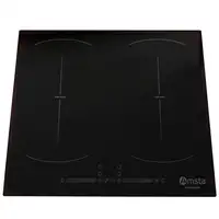 AMSTA Placa de Inducción, 2 zonas flexibles, 4 fuegos, 60 cm 7400w Negra