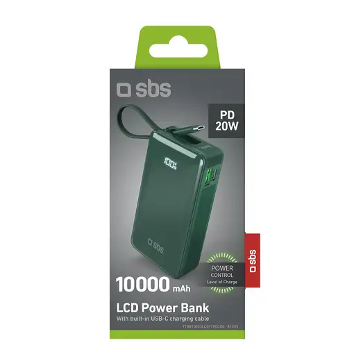 SBS TTBB10000LCDTCPD20G batería externa 10000 mAh Verde