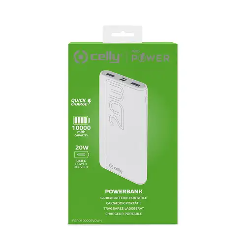 Celly PBPD10000EVOWH batería externa 10000 mAh Blanco