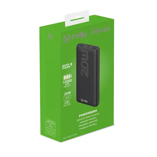 Celly PBPD10000EVOBK batería externa 10000 mAh Negro