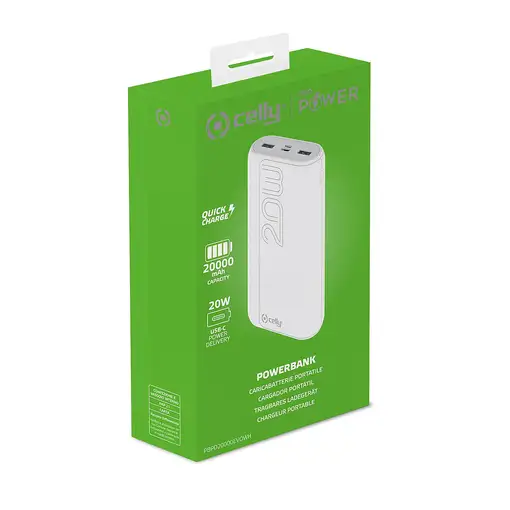 Celly PBPD20000EVOWH batería externa 20000 mAh Blanco