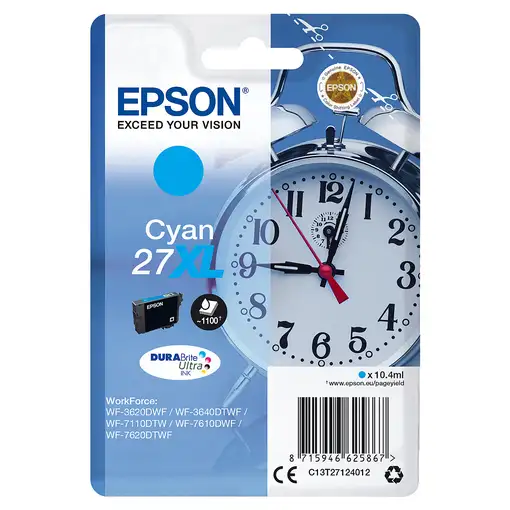 Epson Alarm clock Singlepack Cyan 27XL DURABrite Ultra Ink