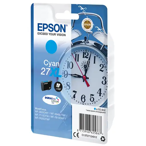 Epson Alarm clock Singlepack Cyan 27XL DURABrite Ultra Ink
