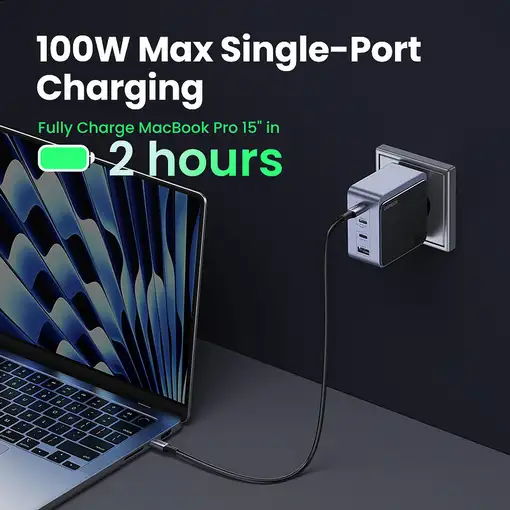 Ugreen Nexode S 100W 4-Port GaN Fast Charger EU gray Ordenador portátil, Teléfono