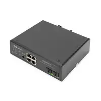 Digitus Conmutador PoE de red Gigabit Ethernet de 4 puertos, industrial, no gestio