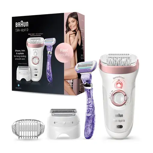 Braun Silk-épil 9 9-870 depiladora 40 pinzas Rosa, Blanco