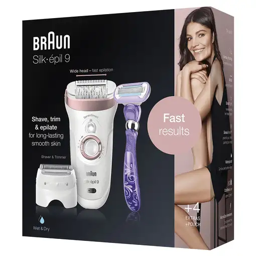 Braun Silk-épil 9 9-870 depiladora 40 pinzas Rosa, Blanco