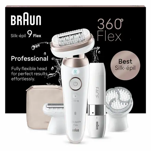 Braun Silk-épil 9 Flex 9-360 3D 40 pinzas Rosa, Blanco