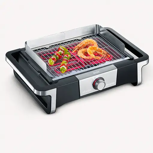 Severin SENOA DigitalBOOST S Parrilla Isla de cocina Eléctrico Negro, Plata 3000 W