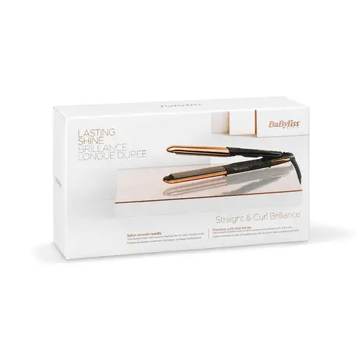 BaByliss Straight & Curl Brilliance Rizador de pelo Caliente Negro, Rosa 48 W 3 m