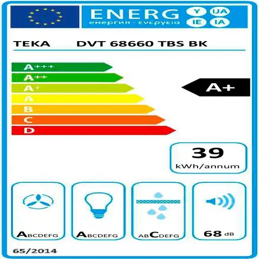 Teka DVT 68660 TBS BK De pared Negro 786 m³/h