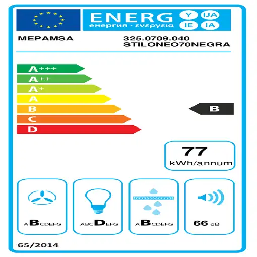 Mepamsa STILO NEO 70 De pared Negro 610 m³/h