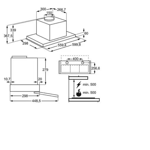 AEG DPE4641M Semintegrada (extraíble) Acero inoxidable 600 m³/h