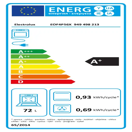 Electrolux EOF4P56X 72 L Negro, Acero inoxidable