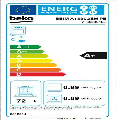 Horno 72 L Acero inoxidable 7768288425 BEKO
