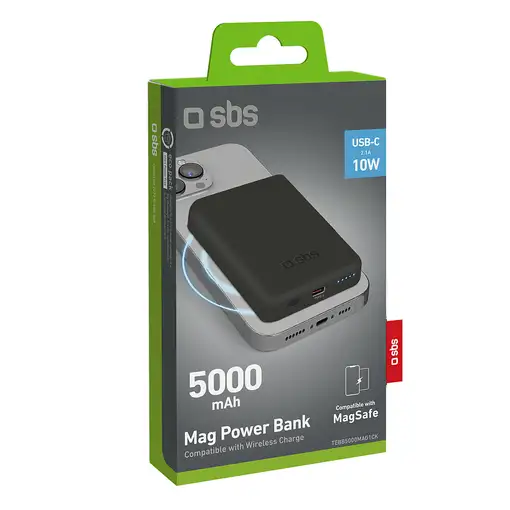 SBS TEBB5000MAG1CK batería externa Polímero de litio 5000 mAh Cargador inalámbrico