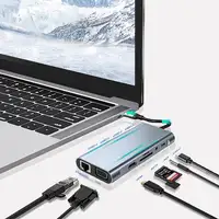 Adaptador Klack HUB USB-C a HDTV 10 en 1, 4K HDMI, VGA, Puertos USB 3.0, SD/TF