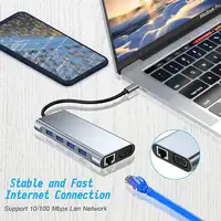 Adaptador Klack HUB USB-C a HDTV 10 en 1, 4K HDMI, VGA, Puertos USB 3.0, SD/TF
